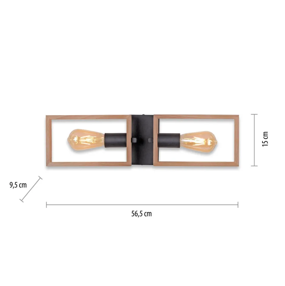 Just Light Natürliche Deckenlampe Retro Holz Metall L:57 cm E27< Flurlampen|Wohnzimmerlampen