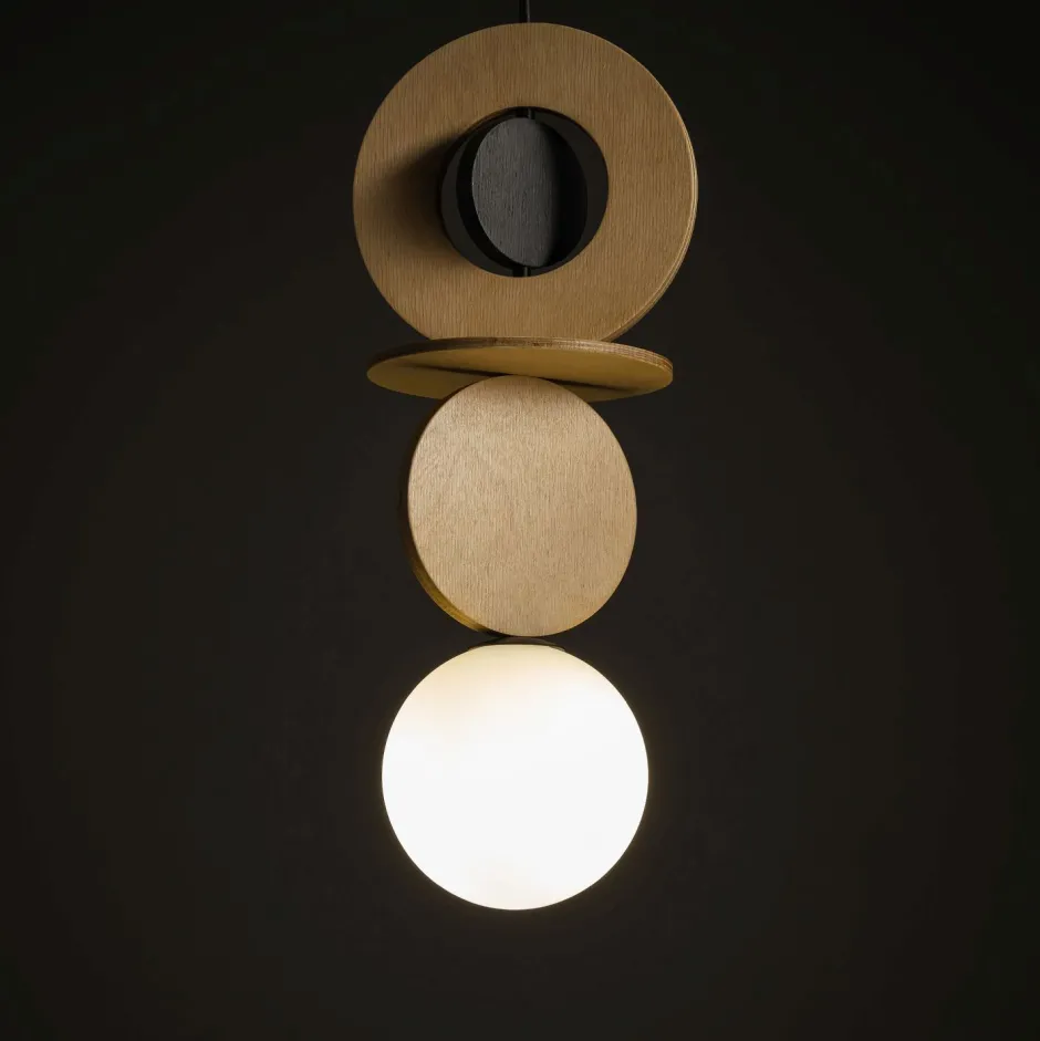 Nowodvorski Natürliche Hängelampe Glaskugel Holz G9 Ø16 cm rund< Hängelampen|Bürolampen
