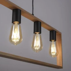 Hängelampen|Bürolampen*Just Light Natürliche Hängelampe Retro Holz Metall L:100 cm 5-flmg