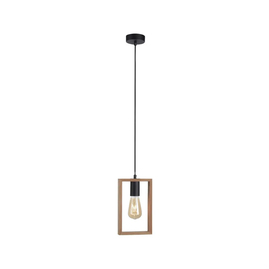 Just Light Natürliche Pendelleuchte Holz Metall L:15 cm E27 Retro< Hängelampen|Bürolampen