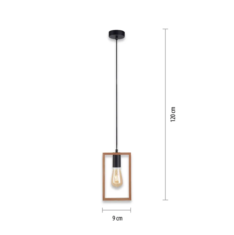 Just Light Natürliche Pendelleuchte Holz Metall L:15 cm E27 Retro< Hängelampen|Bürolampen