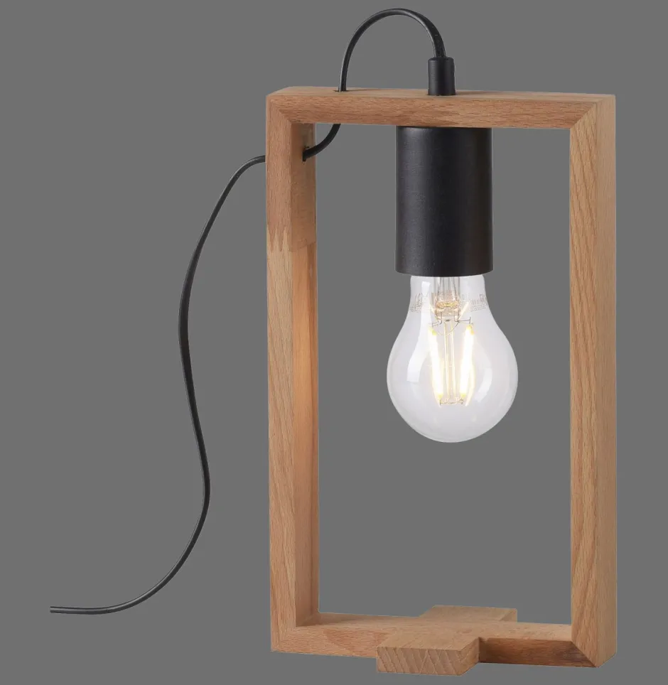 Just Light Natürliche Tischleuchte Holz Metall 28,5 cm E27 Retro< Wohnzimmerlampen|Schlafzimmer Lampen