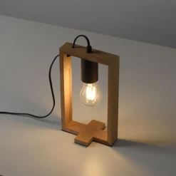 Just Light Natürliche Tischleuchte Holz Metall 28,5 cm E27 Retro< Wohnzimmerlampen|Schlafzimmer Lampen
