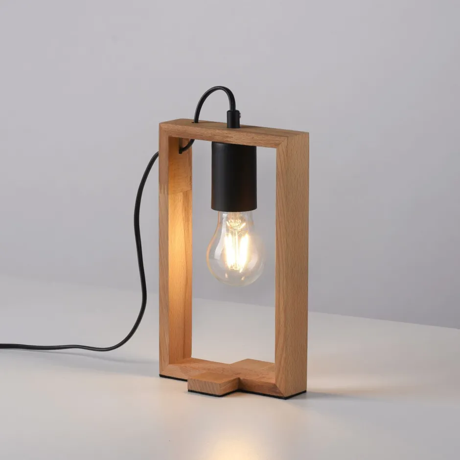 Just Light Natürliche Tischleuchte Holz Metall 28,5 cm E27 Retro< Wohnzimmerlampen|Schlafzimmer Lampen