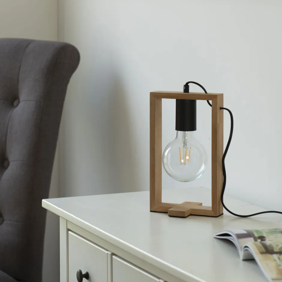 Just Light Natürliche Tischleuchte Holz Metall 28,5 cm E27 Retro< Wohnzimmerlampen|Schlafzimmer Lampen