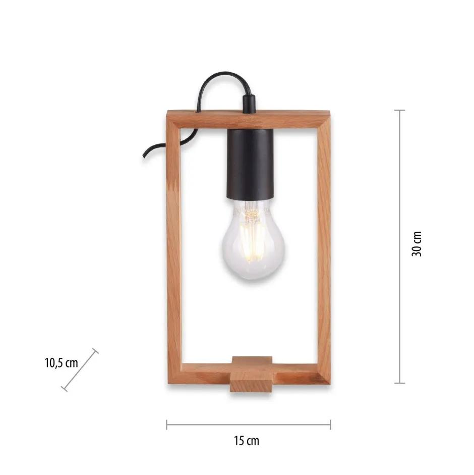 Just Light Natürliche Tischleuchte Holz Metall 28,5 cm E27 Retro< Wohnzimmerlampen|Schlafzimmer Lampen