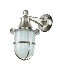 Metall Lampen|Messinglampen*Lido Nickel Wandlampe Echt-Messing IP64 Außen wetterfest