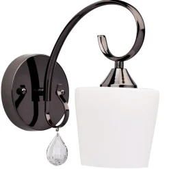 Wandleuchten|Küchenlampen*Glasberg Nickel Wandlampe Metall Glas Schirm COLURA