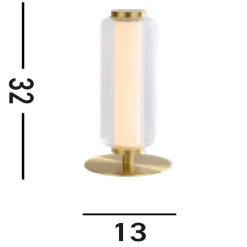 Wohnzimmerlampen|Metall Lampen*Searchlight Niedrige LED Tischlampe Glas Metall Touch Dimmer 31 cm