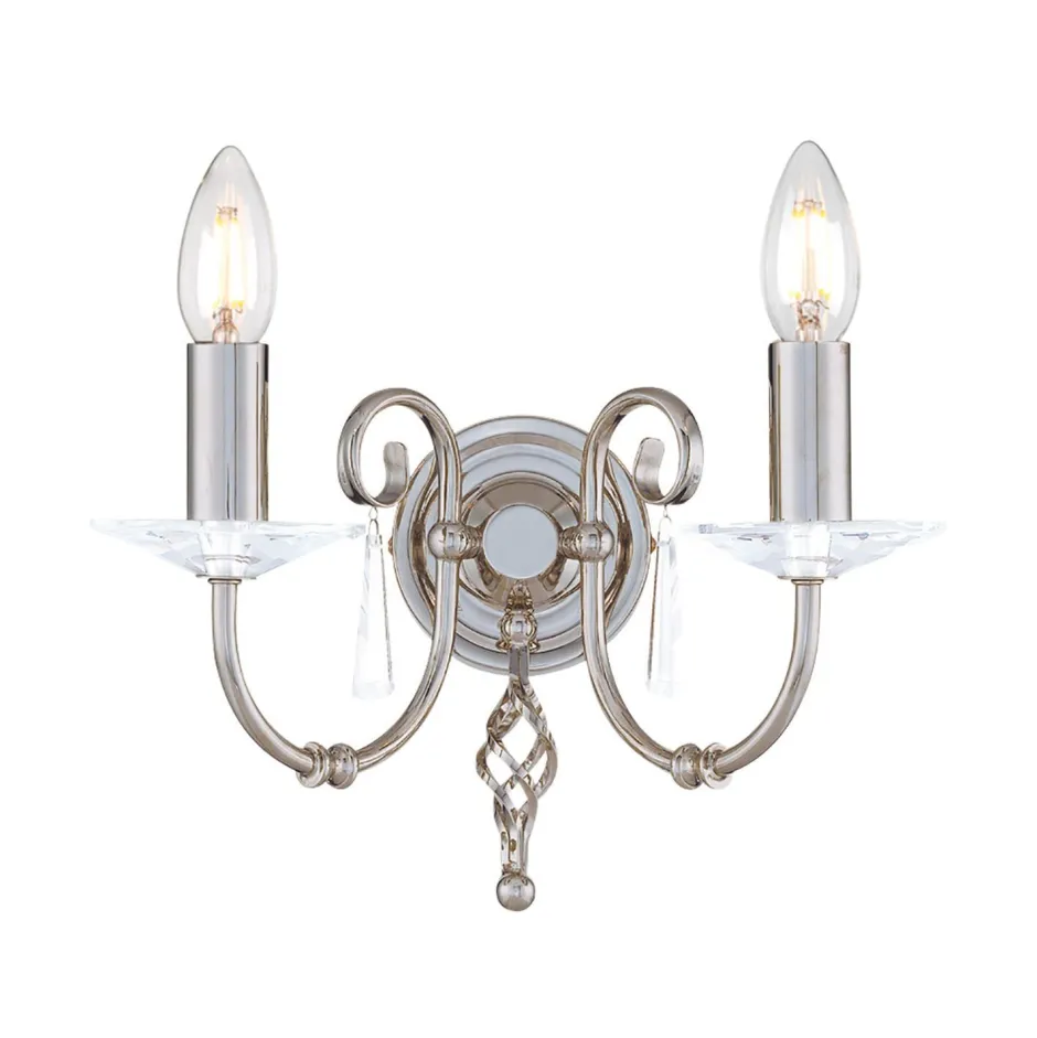 Elstead Opulente Wandleuchte in Nickel mit Kristall CANDELA< Designerlampen|Kristalllampen