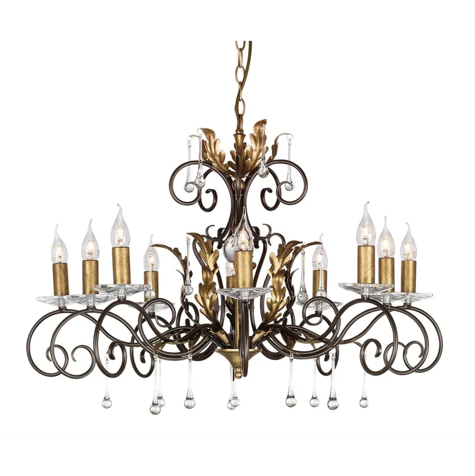 Hängelampen|Esszimmer Lampen*Elstead Opulenter Kronleuchter GOTICA Bronze Gold Ø90cm