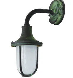 Lido Outdoor Wandleuchte Messing Glas E27 IP64 H: 30 cm Grün Antik< Außenleuchten Antik|Außenwandleuchten