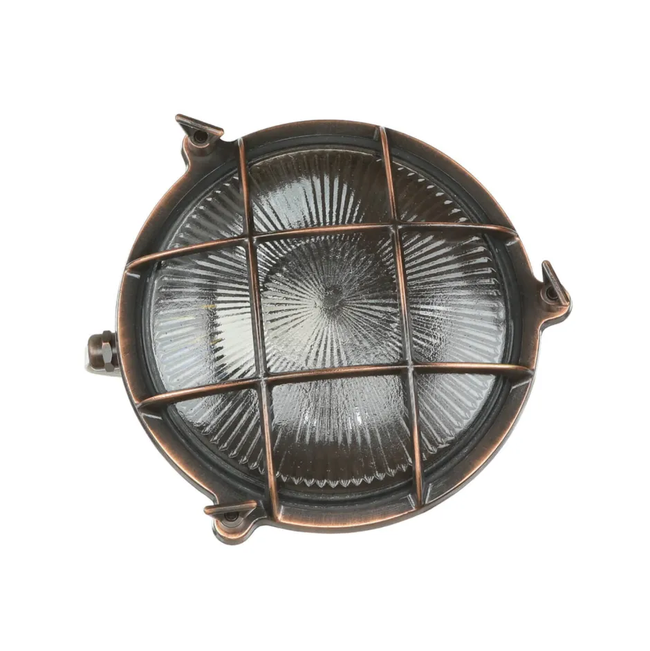 Rustikale Lampen|Metall Lampen*Lido Outdoor Wandleuchte Messing Maritim Ø 21 cm E27 IP64