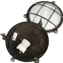 Rustikale Lampen|Metall Lampen*Lido Outdoor Wandleuchte Messing Maritim Ø 21 cm E27 IP64