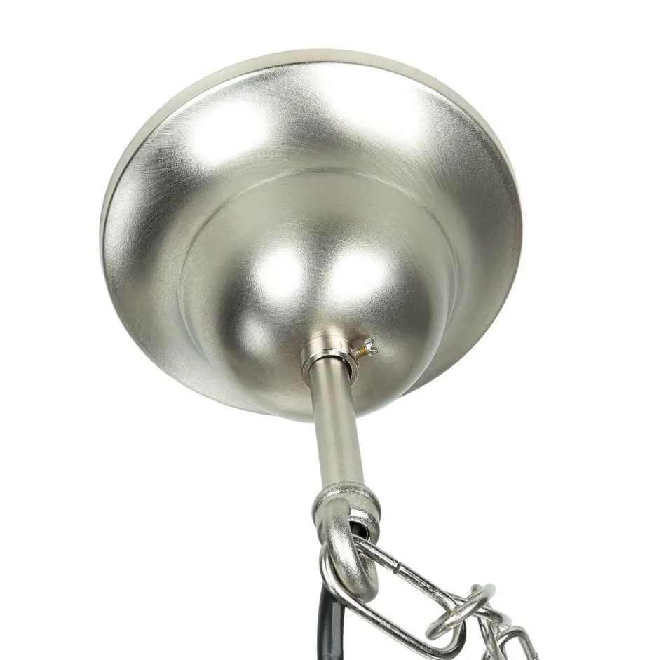 Metall Lampen|Messinglampen*Lido Pendellampe Außen in Nickel Echt-Messing Riffelglas