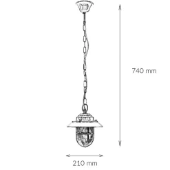 Metall Lampen|Messinglampen*Lido Pendellampe Außen in Nickel Echt-Messing Riffelglas