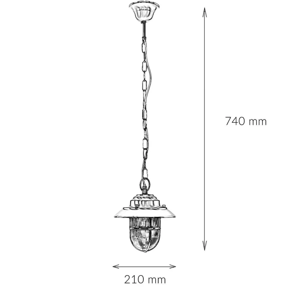 Metall Lampen|Messinglampen*Lido Pendellampe Außen in Nickel Echt-Messing Riffelglas