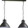 Hängelampen|Industrie Lampen*Masterlight Pendellampe Grau Metall 2-flmg Handarbeit Esstisch