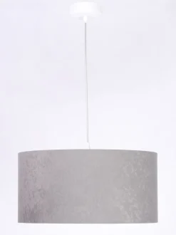 Hängelampen|Esszimmer Lampen*BPS Koncept Pendellampe Grau Weiß Stoff rund Retro Esstisch