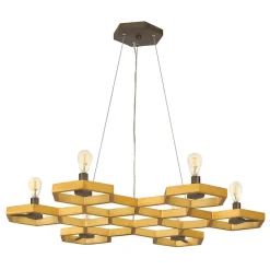 Elstead Pendellampe JANNE in Gold Ø54cm Hexagon Leuchte< Moderne Lampen|Designerlampen