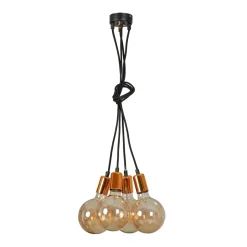 Emibig Pendellampe Kupfer Schwarz Retro Design 4x E27< Hängelampen|Esszimmer Lampen