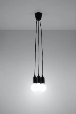 Hängelampen|Esszimmer Lampen*Sollux Pendellampe Retro Schwarz verstellbar bis 90 cm NESSA