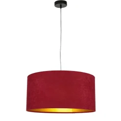 Hängelampen|Esszimmer Lampen*BPS Koncept Pendellampe Rot Gold Retro Ø50cm Esstisch Stoff