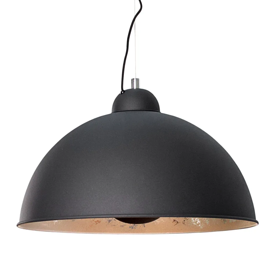 Hängelampen|Esszimmer Lampen*Invicta Interior Pendellampe rund Ø55cm Retro Schwarz Silber