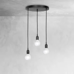 Bürolampen|Lampen Aus Aller Welt*Giovanni Battista Pendelleuchte Ø 40 cm 3-flammig E27 Schwarz matt verstellbar