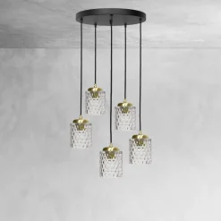 Hängelampen|Bürolampen*Giovanni Battista Pendelleuchte Ø 45 cm Messing Eisen Glas E27 verstellbar