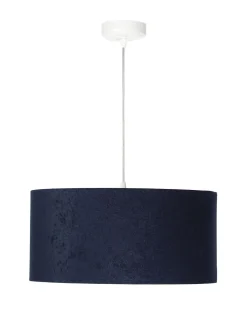 BPS Koncept Pendelleuchte AIMEE Dunkelblau Weiß Retro rund< Hängelampen|Esszimmer Lampen