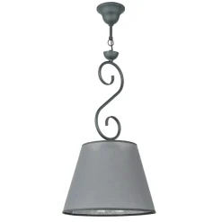 Hängelampen|Esszimmer Lampen*Lamkur Pendelleuchte Anthrazit Stoff Landhaus Esstisch