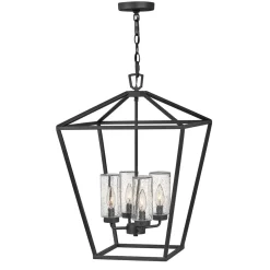 Metall Lampen|Vintage Lampen*Elstead Pendelleuchte außen Aluminium Glas E14 IP44 Schwarz Vintage