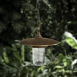 Außenleuchten Antik|Gartenlaternen*Giovanni Battista Pendelleuchte außen IP44 Messing Glas E27 Ø 25 cm