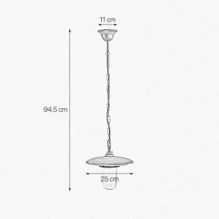 Außenleuchten Antik|Gartenlaternen*Giovanni Battista Pendelleuchte außen IP44 Messing Glas E27 Ø 25 cm