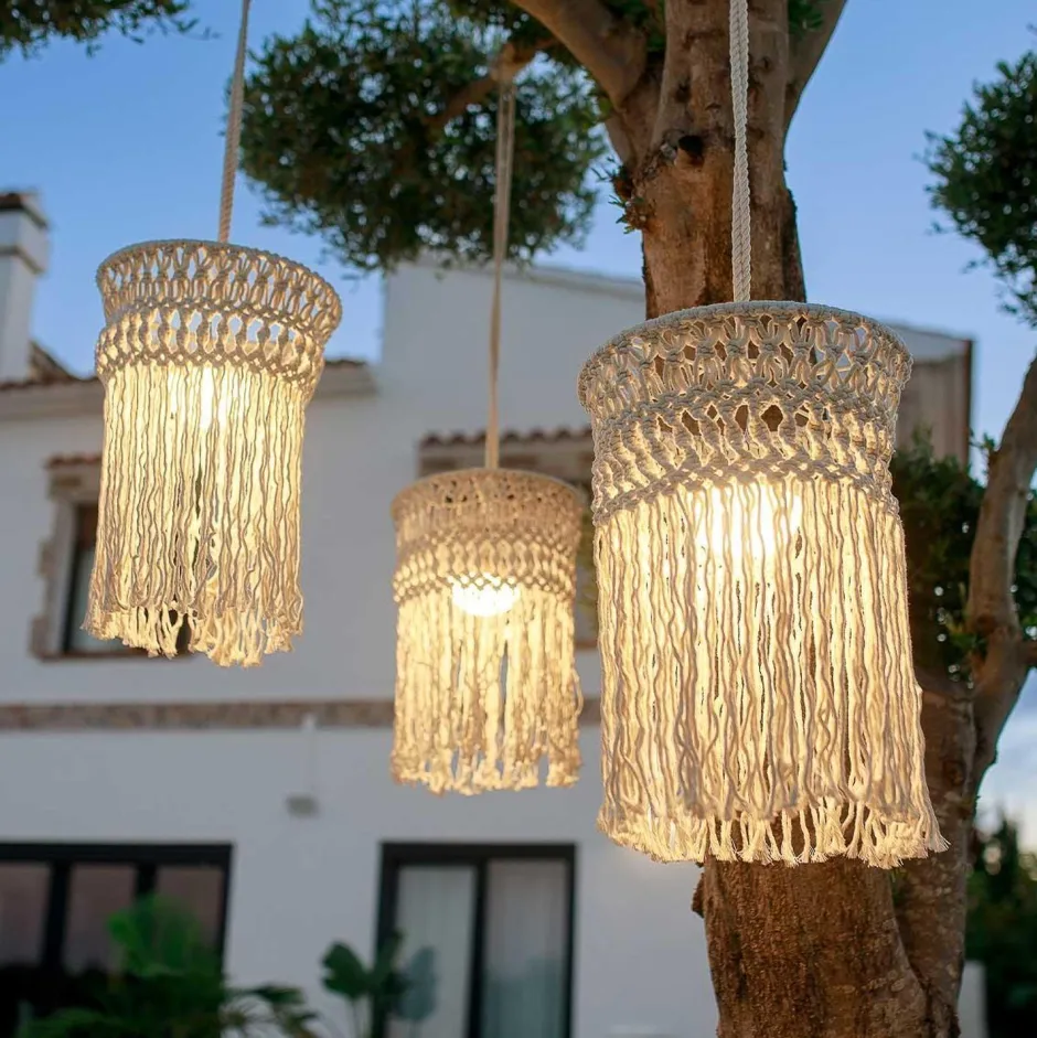 Newgarden Pendelleuchte außen kabellos LED Akku IP54 Ø 30cm Beige 2700K< Metall Lampen|Hängeleuchten Außen