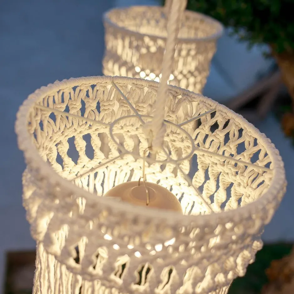 Newgarden Pendelleuchte außen kabellos LED Akku IP54 Ø 30cm Beige 2700K< Metall Lampen|Hängeleuchten Außen