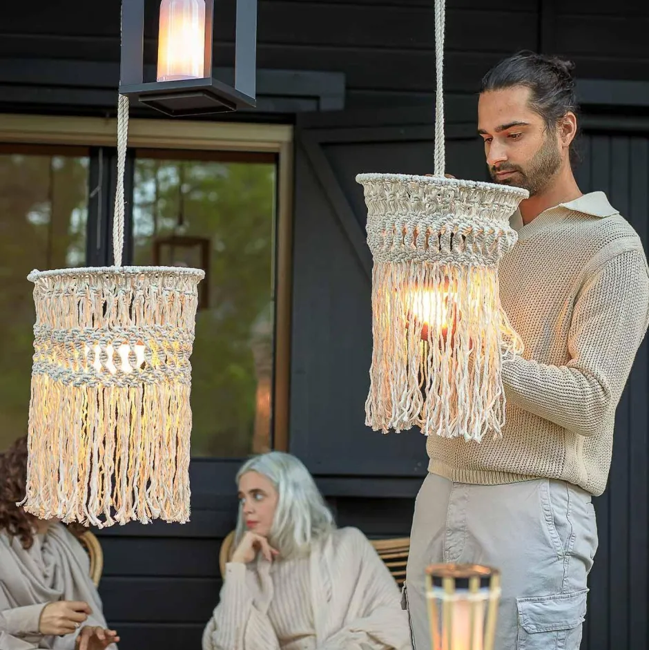 Newgarden Pendelleuchte außen kabellos LED Akku IP54 Ø 30cm Beige 2700K< Metall Lampen|Hängeleuchten Außen