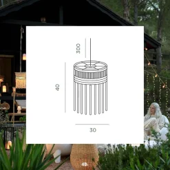 Newgarden Pendelleuchte außen kabellos LED Akku IP54 Ø 30cm Beige 2700K< Metall Lampen|Hängeleuchten Außen