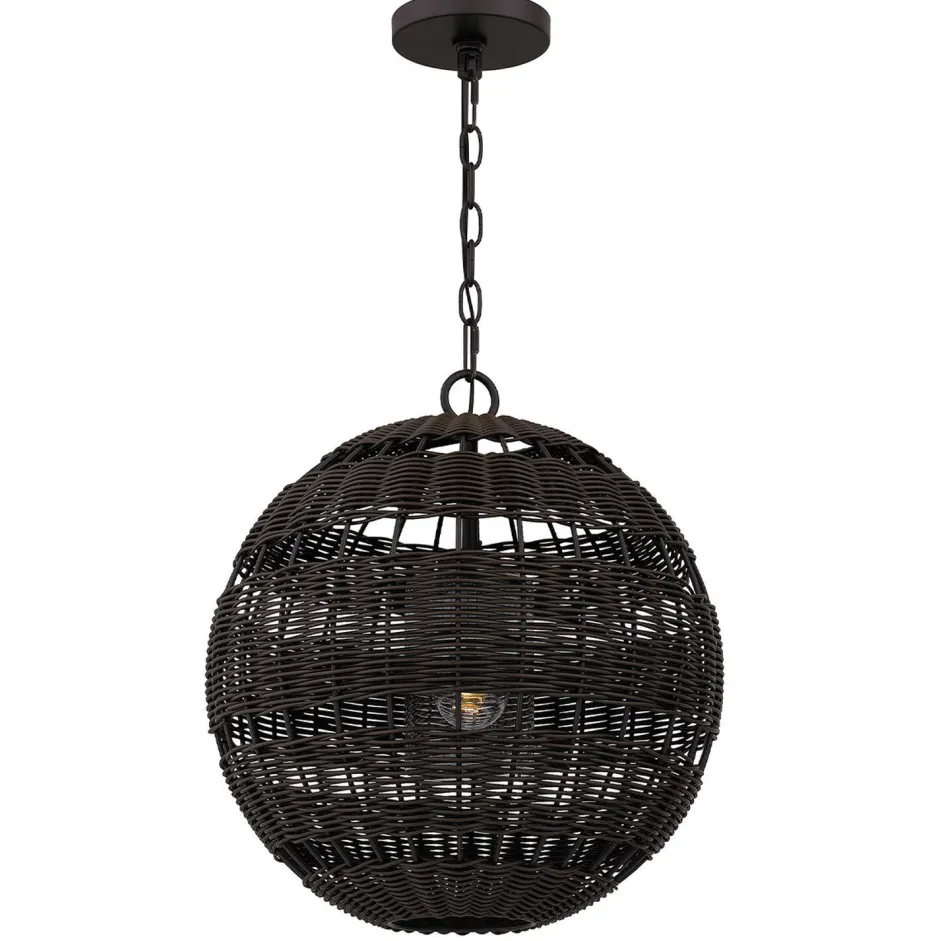 Elstead Pendelleuchte außen Korbschirm E27 IP44 in Bronze dunkel< Metall Lampen|Rustikale Lampen