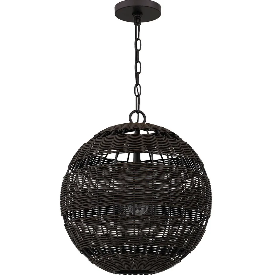 Elstead Pendelleuchte außen Korbschirm E27 IP44 in Bronze dunkel< Metall Lampen|Rustikale Lampen