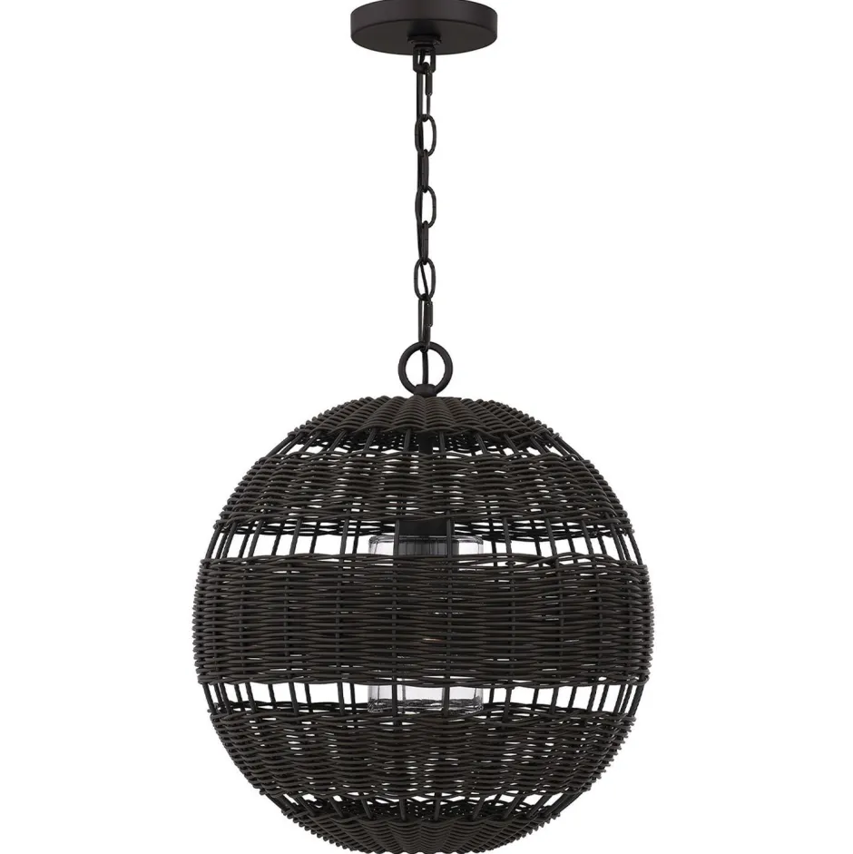 Elstead Pendelleuchte außen Korbschirm E27 IP44 in Bronze dunkel< Metall Lampen|Rustikale Lampen