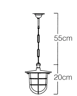 Andromeda Pendelleuchte außen Messing Riffelglas H: max. 75 cm Maritim< Gartenlaternen|Messinglampen