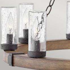 Metall Lampen|Rustikale Lampen*Elstead Pendelleuchte außen Ring IP44 rund Ø 76,2 cm Metall Glas E14