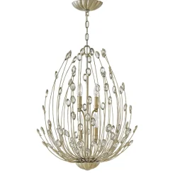 Hängelampen|Vintage Lampen*Elstead Pendelleuchte AZARA Blattsilber 4xE14 Ø:51cm Lampe