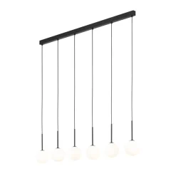 Hängelampen|Esszimmer Lampen*TK Lighting Pendelleuchte B: 122 cm Glas Metall Schwarz Weiß 6x G9