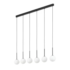 Hängelampen|Esszimmer Lampen*TK Lighting Pendelleuchte B: 122 cm Glas Metall Schwarz Weiß 6x G9