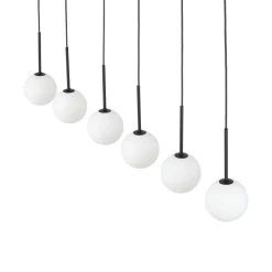 Hängelampen|Esszimmer Lampen*TK Lighting Pendelleuchte B: 122 cm Glas Metall Schwarz Weiß 6x G9