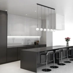 Hängelampen|Esszimmer Lampen*TK Lighting Pendelleuchte B: 122 cm Glas Metall Schwarz Weiß 6x G9