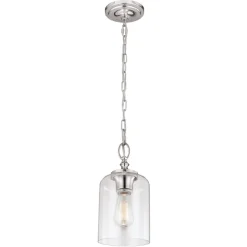 Hängelampen|Esszimmer Lampen*Elstead Pendelleuchte BASRA Nickel Ø17cm verstellbar Loft